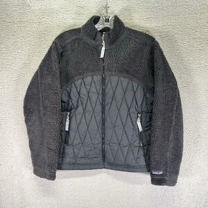 Patagonia Jacket Women S Gray Sherpa Fleece Quilted Hybrid Full Zip Maverick